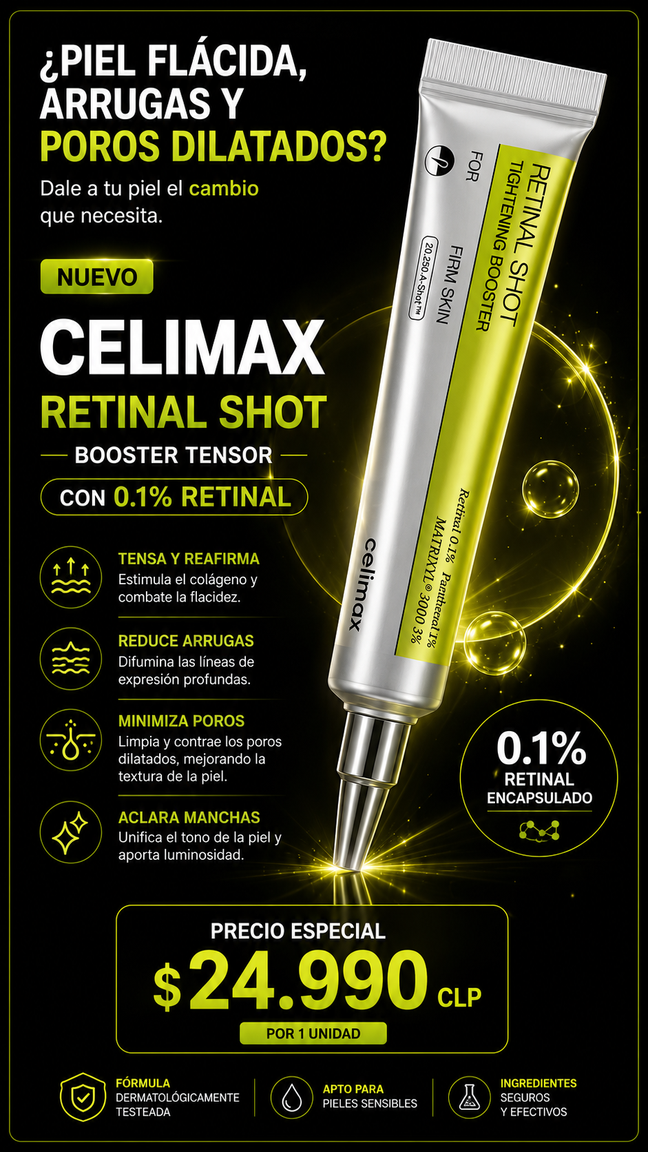 Celimax Retinal Shot — Booster Tensor con 0.1% Retinal