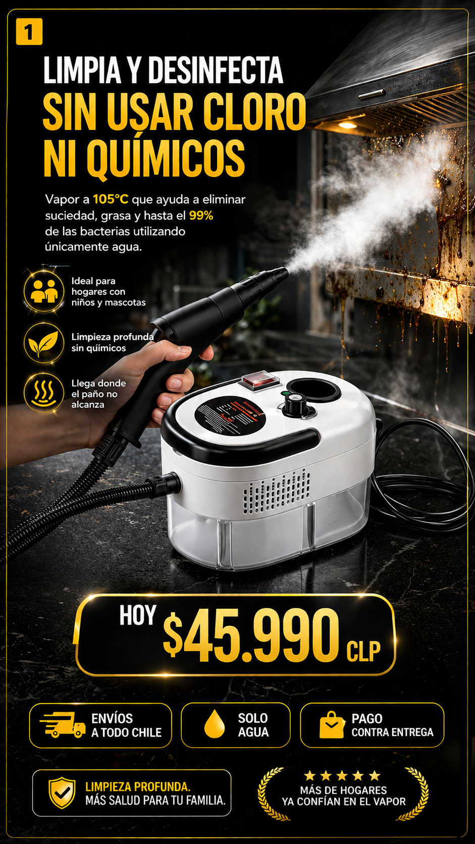 SteamMax Pro — Limpiador a Vapor de Alta Presión