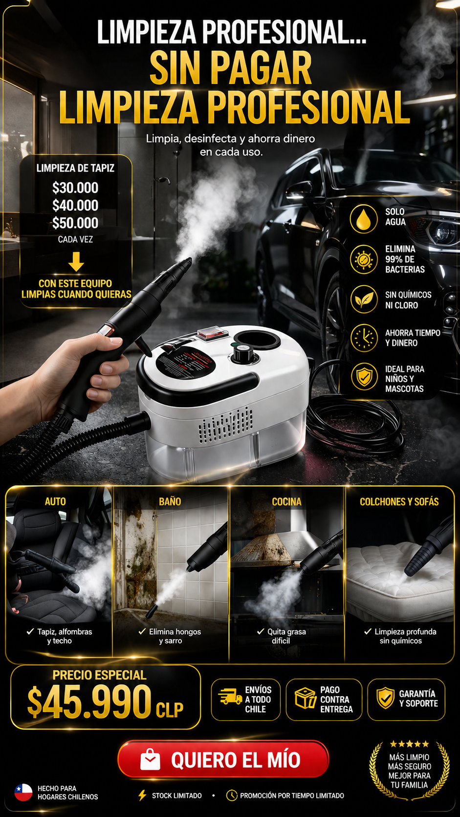 SteamMax Pro — Limpiador a Vapor de Alta Presión